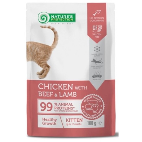 Nature's Protection Kitten Healthy Growth Chicken with Beef & Lamb Консервы для котят с курицей, говядиной и ягненком
