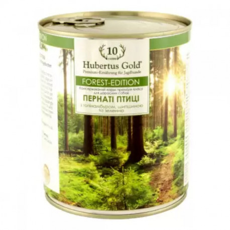 Hubertus Gold Forest Edition Консерви для дорослих собак з пернатими птахами топінамбуром шипшиною та зеленню