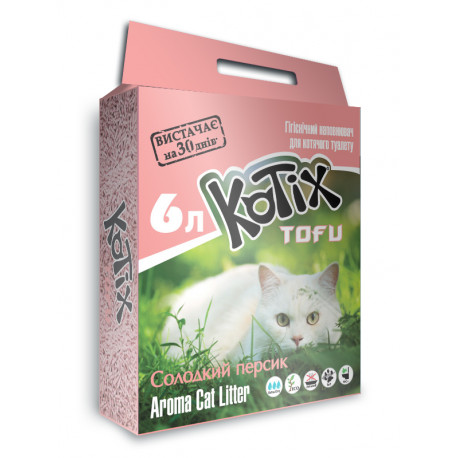 Kotix Tofu Honey Peach Гранулированный комкующийся наполнитель с ароматом сладкого персика