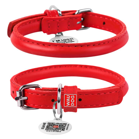 Collar Waudog Glamour Ошейник для собак кожаный круглый красный
