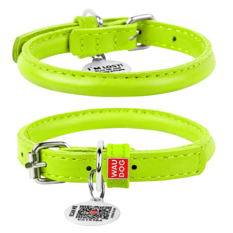 Collar Waudog Glamour Нашийник для собак шкіряний круглий салатовий