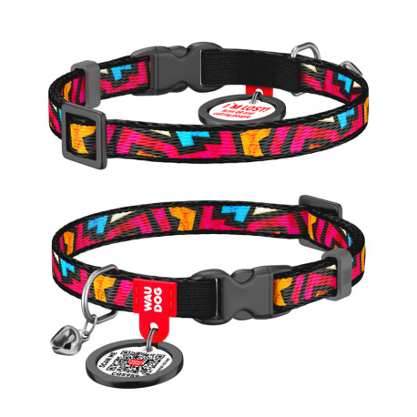 Collar Waudog Nylon Ошейник для котов нейлоновый c QR паспортом Граффити