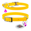 Collar Waudog Glamour Нашийник для котів шкіряний з гумкою без прикрас жовтий