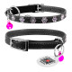 Collar Waudog Glamour Ошейник для котов с резинкой и клеевыми стразами Цветочек черный