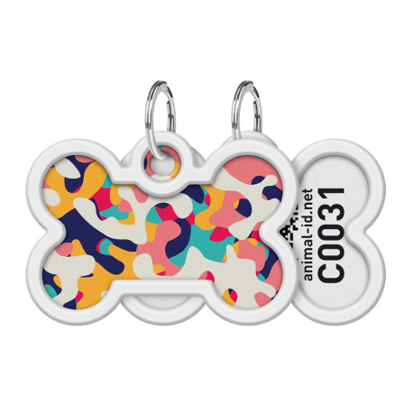 Collar Waudog Smart ID Адресник с QR-кодом металлический с рисунком Камо разноцветный